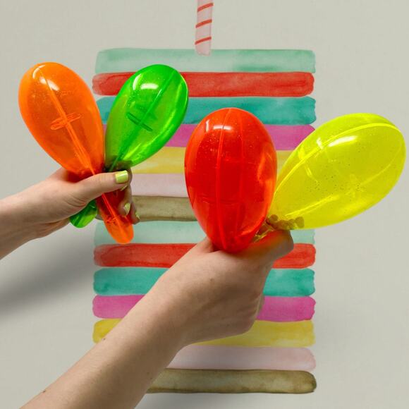 Vintage Neon Plastic Maracas 7" Clear Party Toy 2005 Y2K Vibes NWOT - Picture 5 of 7